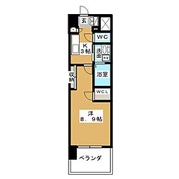 グランドソレイユ名駅 9階1Kの間取り