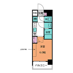 プレサンス名古屋ルクソリア 5階1Kの間取り
