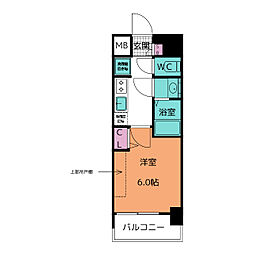 プレサンス名古屋ルクソリア 4階1Kの間取り
