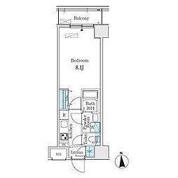 プレイズシード名駅北 8階1Kの間取り