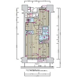 プレサンス名駅南ブリエ 1402 14階2LDKの間取り