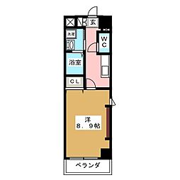 ウイステリア名城 3階1Kの間取り