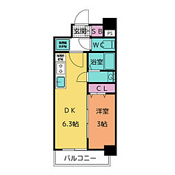 メイクスWアート名駅南3 1DKの間取図画像