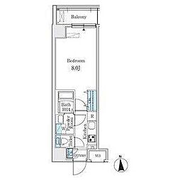 プレイズシード名駅北 5階1Kの間取り