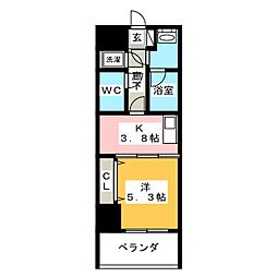 さくらヒルズニシキプラチナムレジデンス 1Kの間取図画像
