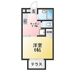 サマックスドミール塩池 1Kの間取図画像