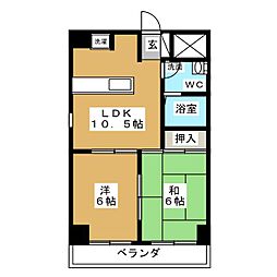 H.I.ビル 2LDKの間取図画像