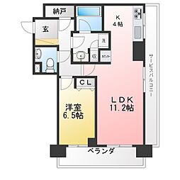 ブリリアタワー名古屋グランスイート 1LDKの間取図画像