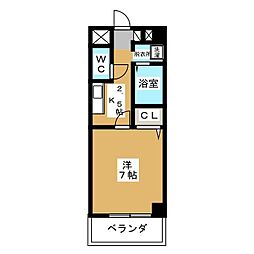 林風館 1Kの間取図画像