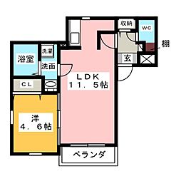 スクエア名駅西 1LDKの間取図画像