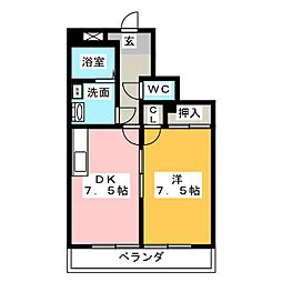 万豊ハイツ 1DKの間取図画像