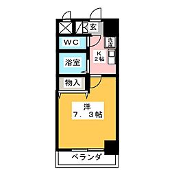 サザン名駅エクシード 1Kの間取図画像