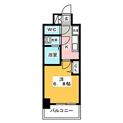 メイクスデザイン名駅南 1Kの間取図画像