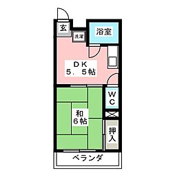 青山ハイツ 1DKの間取図画像