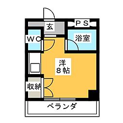 ウエルネス2 2階ワンルームの間取り