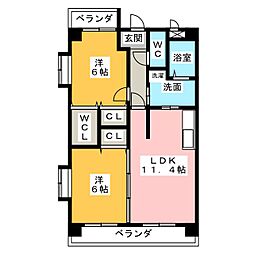 Felice（フェリーチェ） 2階2LDKの間取り