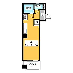 ヴィラ千成 ワンルームの間取図画像