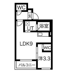 ＭＯＶＥ本陣ＧＲＡＮＤＥ 2階1LDKの間取り