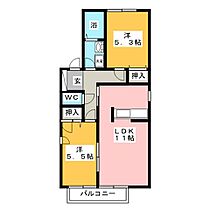 フレグランスＨＡＲＵ　A棟  ｜ 愛知県あま市森６丁目（賃貸アパート2LDK・2階・52.51㎡） その2