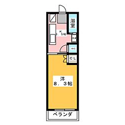 フェリオ本陣 1Kの間取図画像
