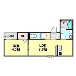 LECOCON甚目寺 2階1LDKの間取り