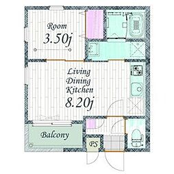 Cherim 本陣十王町II South 1LDKの間取図画像