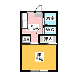 アネックス豊臣A 1Kの間取図画像