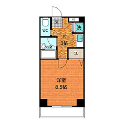 キャッスルミニ長筬 1Kの間取図画像