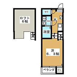 K'sGarden栄生 1Kの間取図画像