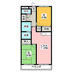 エスポワール萱津 2LDKの間取図画像