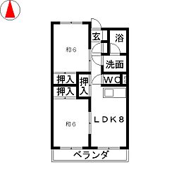 第3松本ビル 2DKの間取図画像