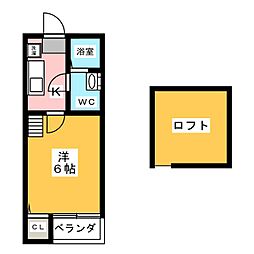寿キャッスル栄生 1Kの間取図画像