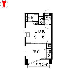 ファミーユ中村 1LDKの間取図画像