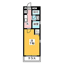 アマーレ松原 1Kの間取図画像