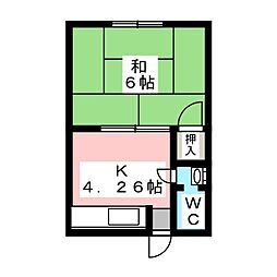 正富荘 1Kの間取図画像