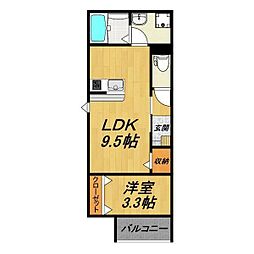 LE COCON 甚目寺II 1LDKの間取図画像