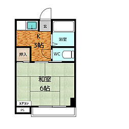 コスモサンピア 1Kの間取図画像