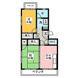 リヴェースふたせ 2DKの間取図画像