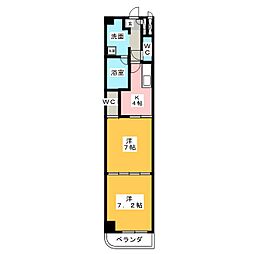 ドゥ・カンパーニュ 2Kの間取図画像