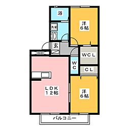 ヴィラ・ローザ 2LDKの間取図画像