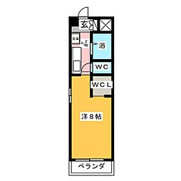 フローラ新藤 1Kの間取図画像