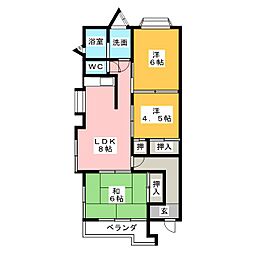 つるたビル 3LDKの間取図画像