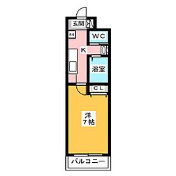 Ａ・Ｃｉｔｙ瑞穂雁道 5階1Kの間取り