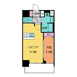 プレサンス桜山駅前アフォード 14階1LDKの間取り