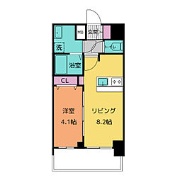 プレサンス桜山駅前アフォード 15階1LDKの間取り