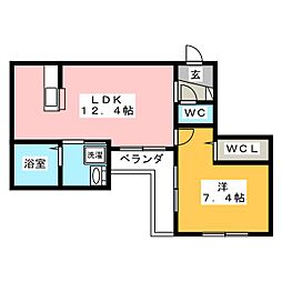 イーレクス御器所 3階1LDKの間取り