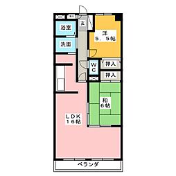 ハイネスバーグ御器所 2LDKの間取図画像