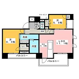 プライムメゾン御器所 2LDKの間取図画像