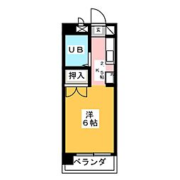 シムラアーバンハイツ ワンルームの間取図画像