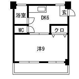 安藤ハイツ 1DKの間取図画像